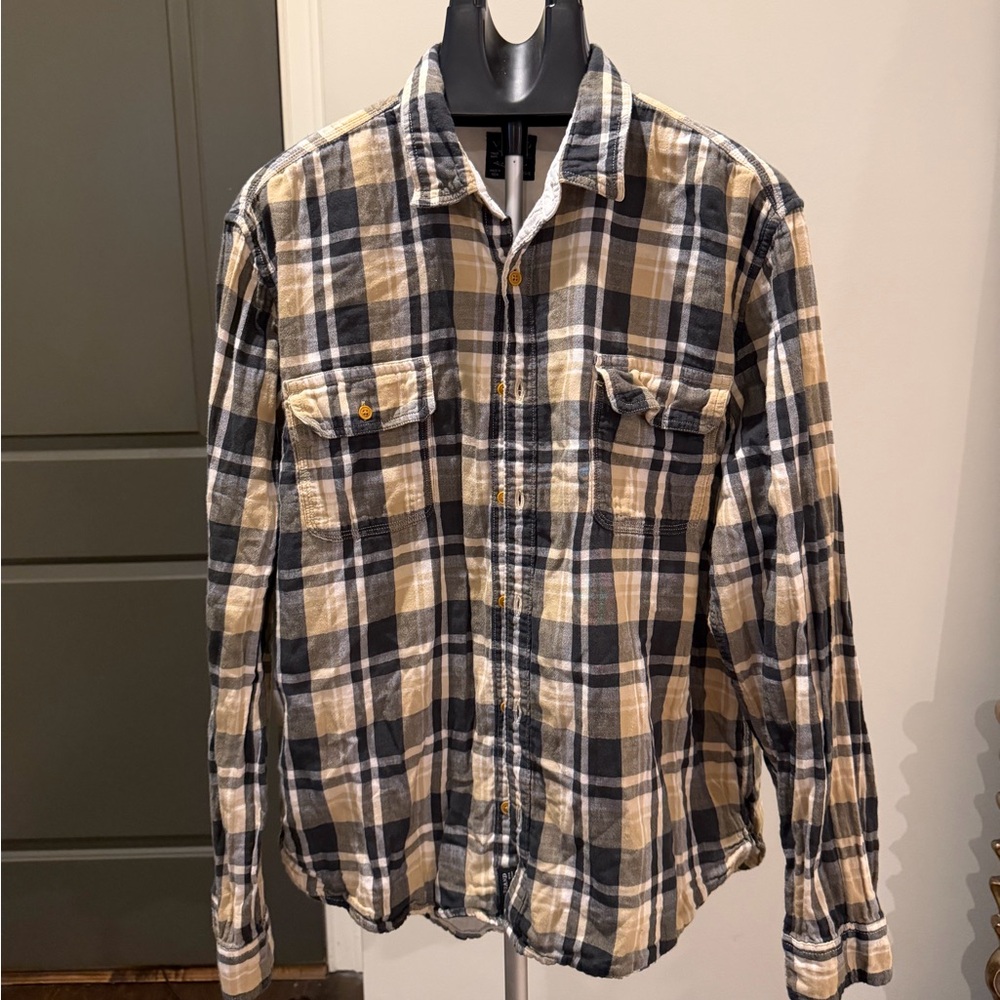 Lucky Brand Classic Fit Plaid Button Down Shirt Size XL